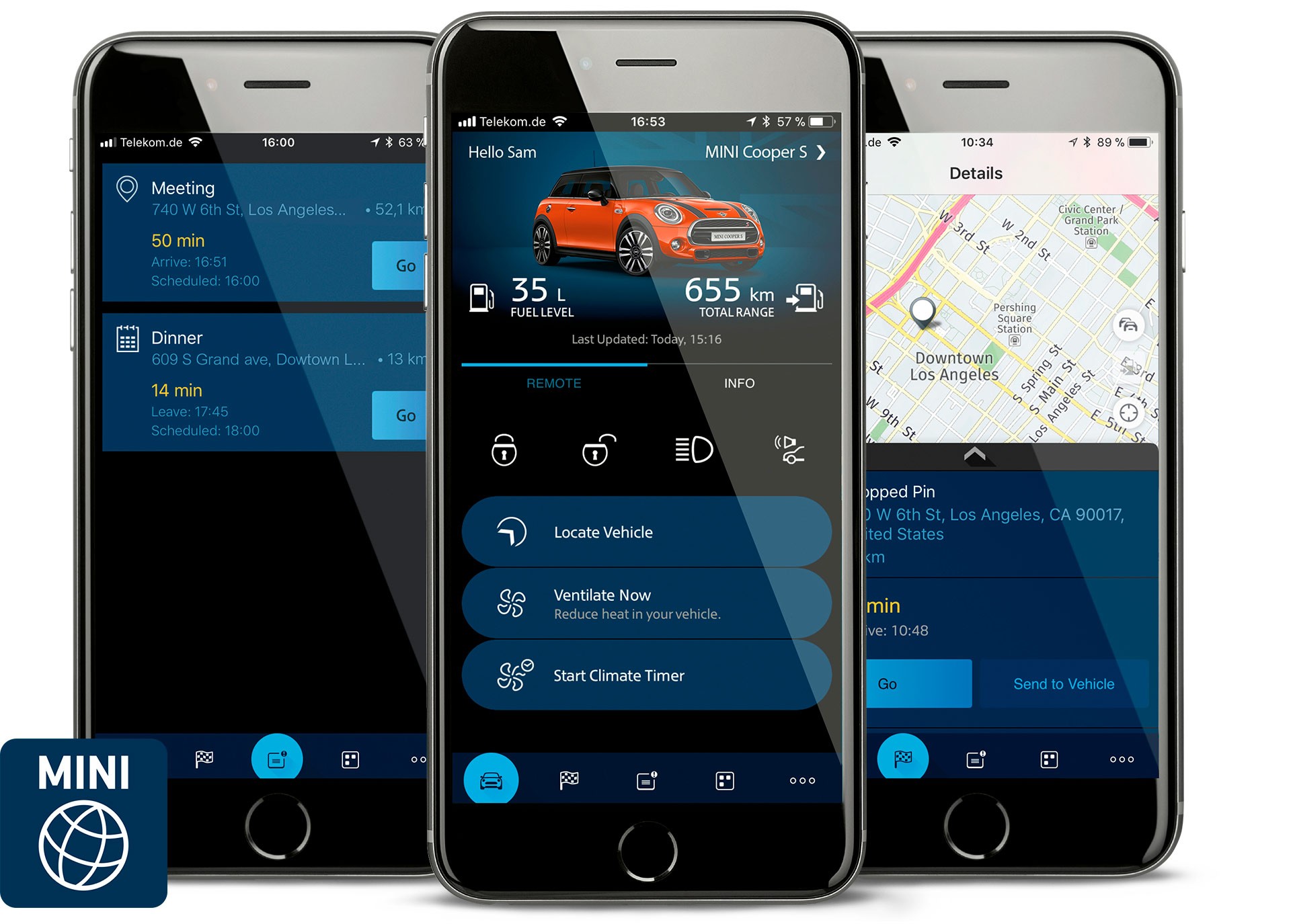 MINI CONNECTED APP – connectivity – navigation and remote services